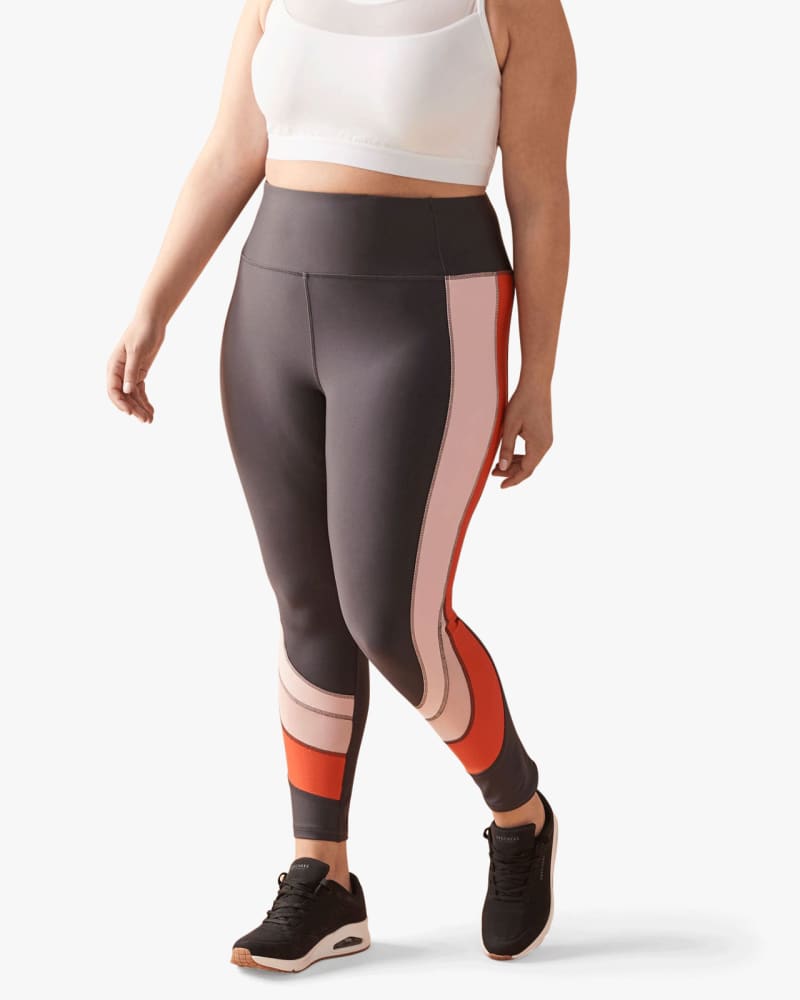 Plus size model wearing Jenna Colorblock Leggings by ActiveZone | Dia&Co | dia_product_style_image_id:124548